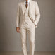 Sandstone Keystone - Ivory Beige Textured 3-Piece Suit