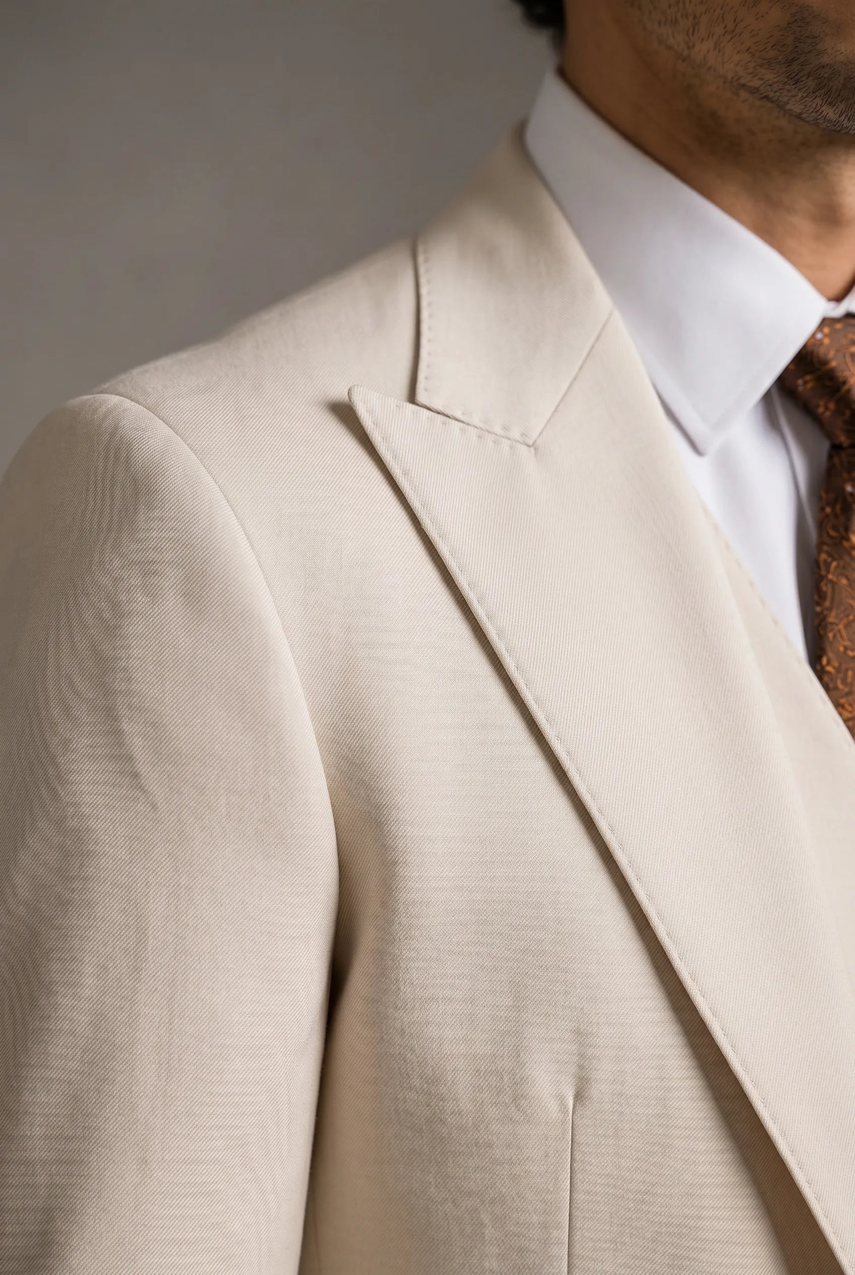 Sandstone Keystone - Ivory Beige Textured 3-Piece Suit