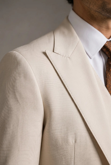 Sandstone Keystone - Ivory Beige Textured 3-Piece Suit