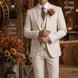 Sandstone Keystone - Ivory Beige Textured 3-Piece Suit