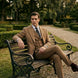 Men’s Classic Brown 3-Piece Barge Collar Suit