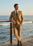 Men’s Classic Brown 3-Piece Barge Collar Suit