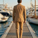 Men’s Classic Brown 3-Piece Barge Collar Suit