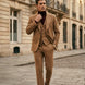 Men’s Classic Brown 3-Piece Barge Collar Suit
