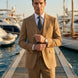 Men’s Classic Brown 3-Piece Barge Collar Suit