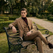 Men’s Classic Brown 3-Piece Barge Collar Suit