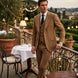 Men’s Classic Brown 3-Piece Barge Collar Suit