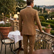 Men’s Classic Brown 3-Piece Barge Collar Suit