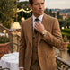Men’s Classic Brown 3-Piece Barge Collar Suit