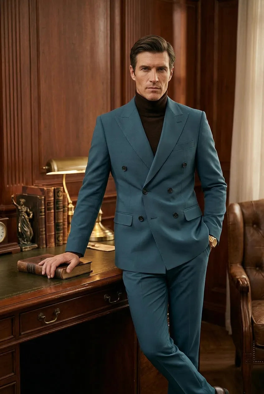 Aegean Crownline - Dark Teal Double-Breasted 2-Piece Suit - product image 8 | Nevo Suit
