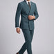 Men’s Green Double-Breasted 2-Piece Suit with Barge Collar