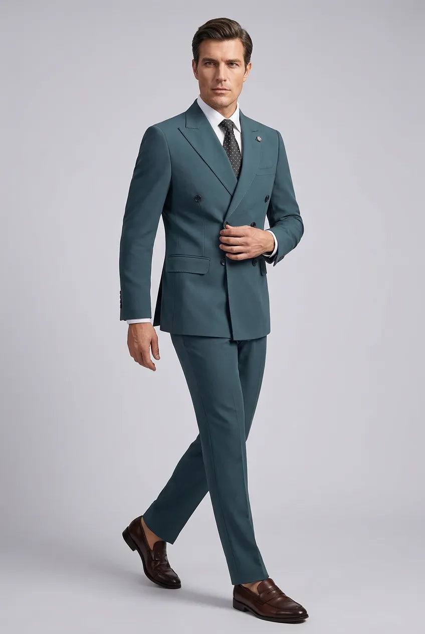 Aegean Crownline - Dark Teal Double-Breasted 2-Piece Suit - product image 12 | Nevo Suit