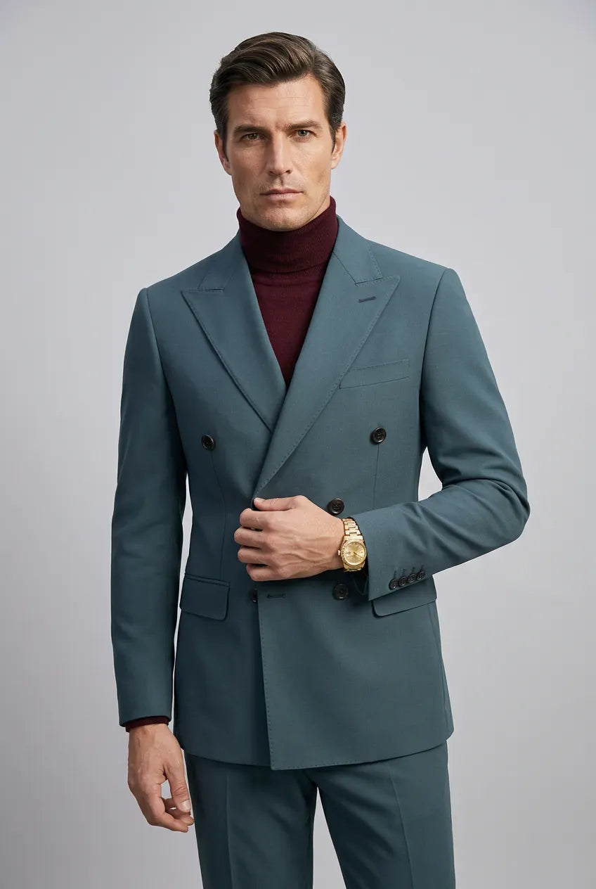 Aegean Crownline - Dark Teal Double-Breasted 2-Piece Suit - product image 14 | Nevo Suit