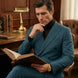 Men’s Green Double-Breasted 2-Piece Suit with Barge Collar
