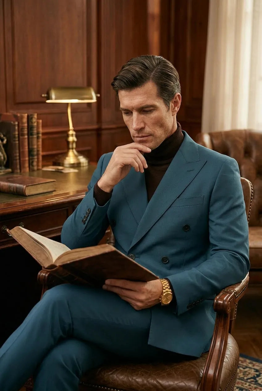 Aegean Crownline - Dark Teal Double-Breasted 2-Piece Suit - product image 10 | Nevo Suit