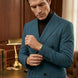 Men’s Green Double-Breasted 2-Piece Suit with Barge Collar