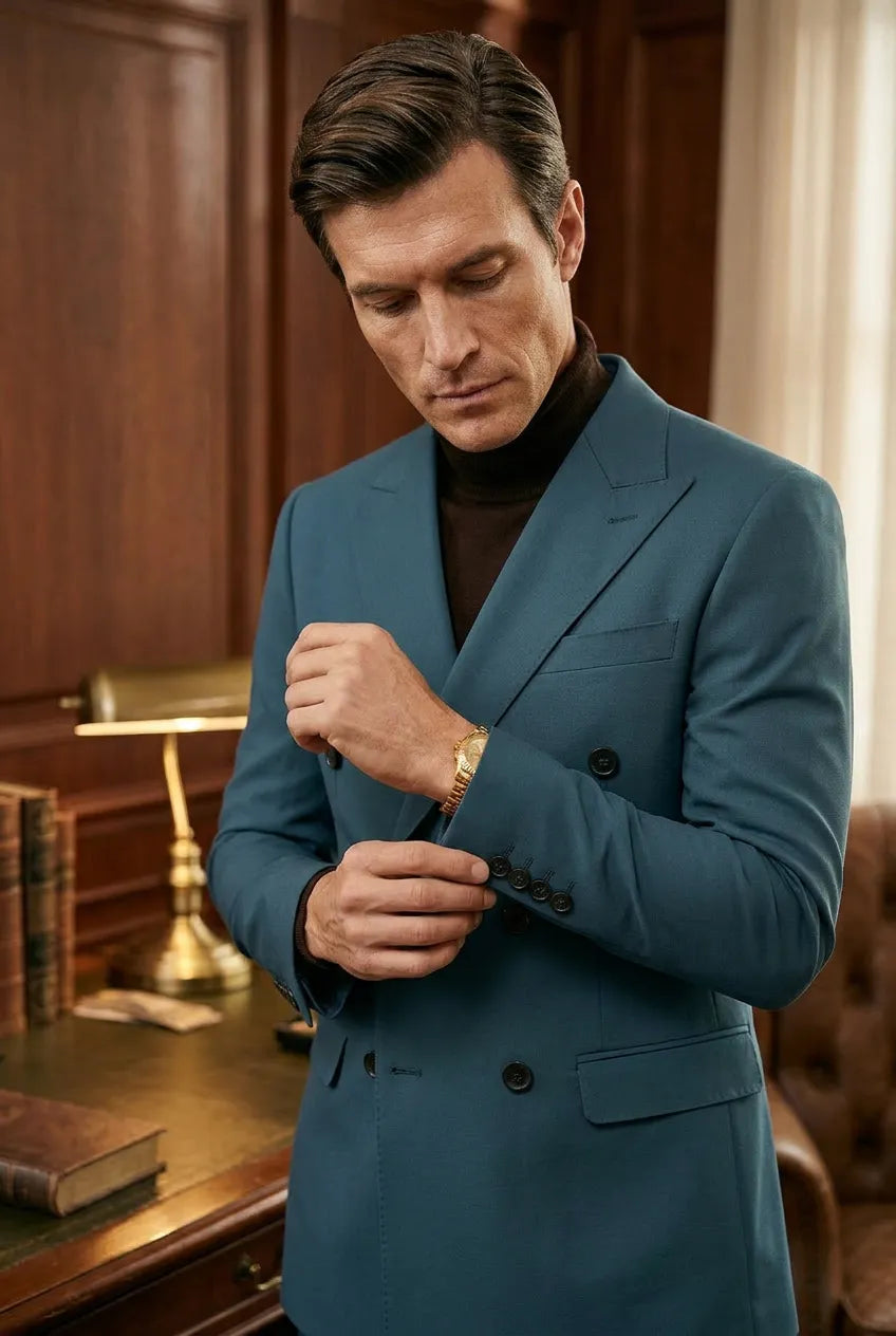 Aegean Crownline - Dark Teal Double-Breasted 2-Piece Suit - product image 7 | Nevo Suit
