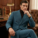 Men’s Green Double-Breasted 2-Piece Suit with Barge Collar