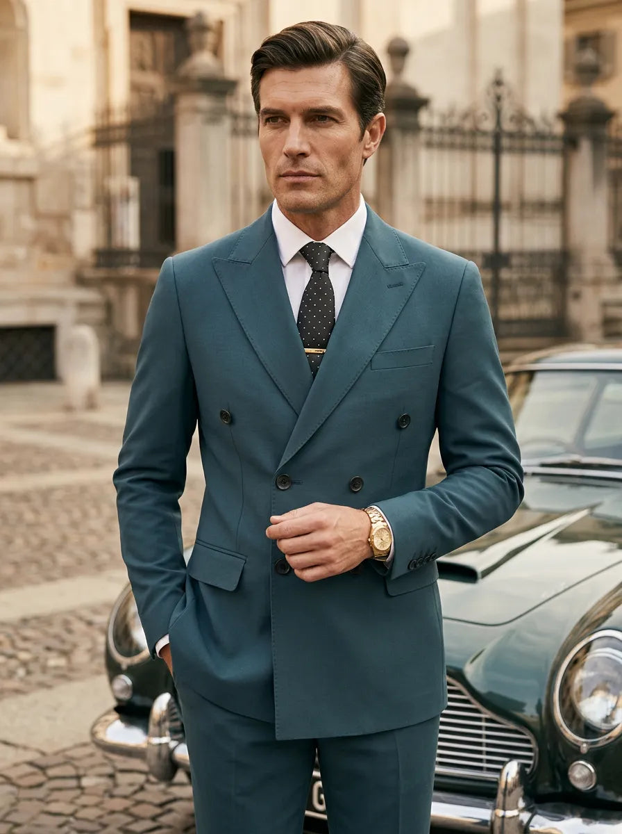 Aegean Crownline - Dark Teal Double-Breasted 2-Piece Suit - product image 3 | Nevo Suit