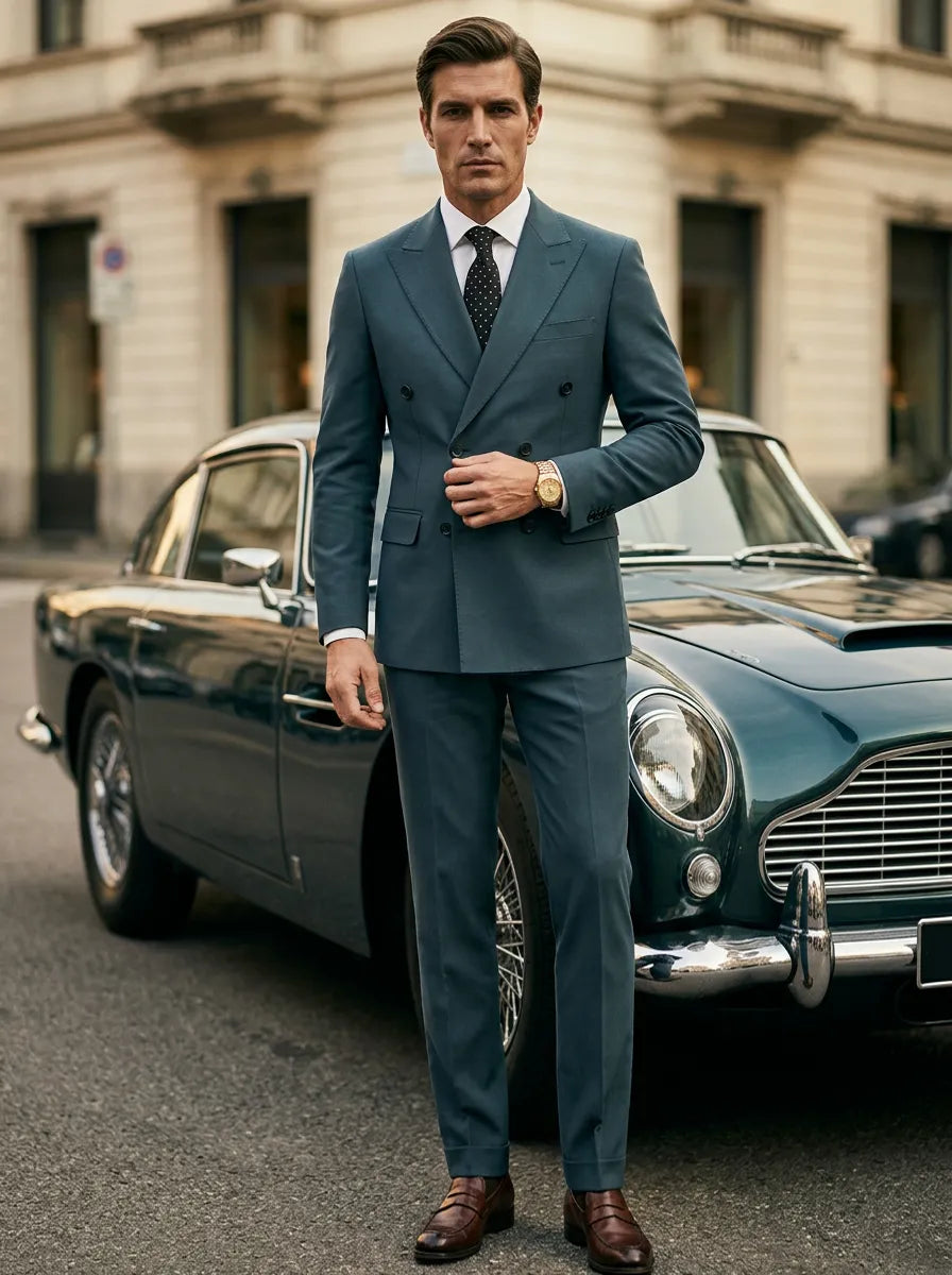 Aegean Crownline - Dark Teal Double-Breasted 2-Piece Suit - product image 4 | Nevo Suit