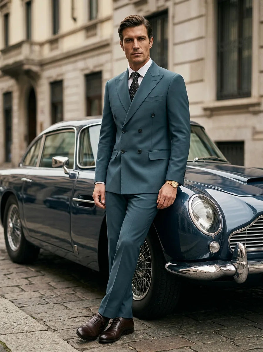 Aegean Crownline - Dark Teal Double-Breasted 2-Piece Suit - product image 2 | Nevo Suit