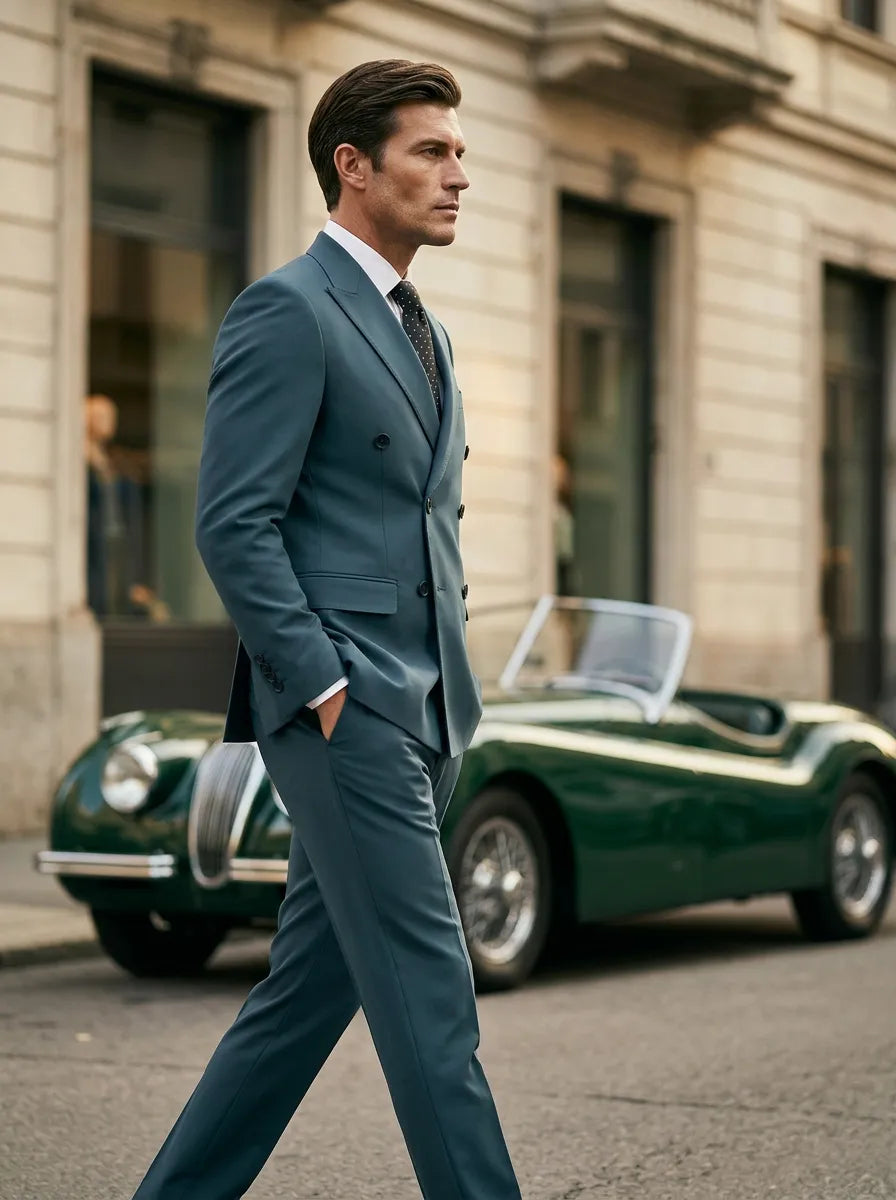 Aegean Crownline - Dark Teal Double-Breasted 2-Piece Suit - product image 5 | Nevo Suit