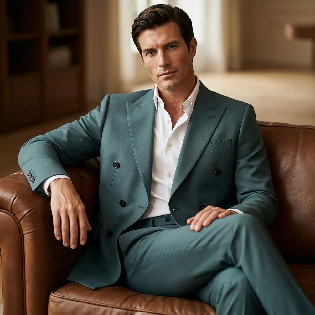 Aegean Crownline - Dark Teal Double-Breasted 2-Piece Suit - product image 11 | Nevo Suit