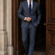 Cinder Axis slate blue side-slit 3-piece suit