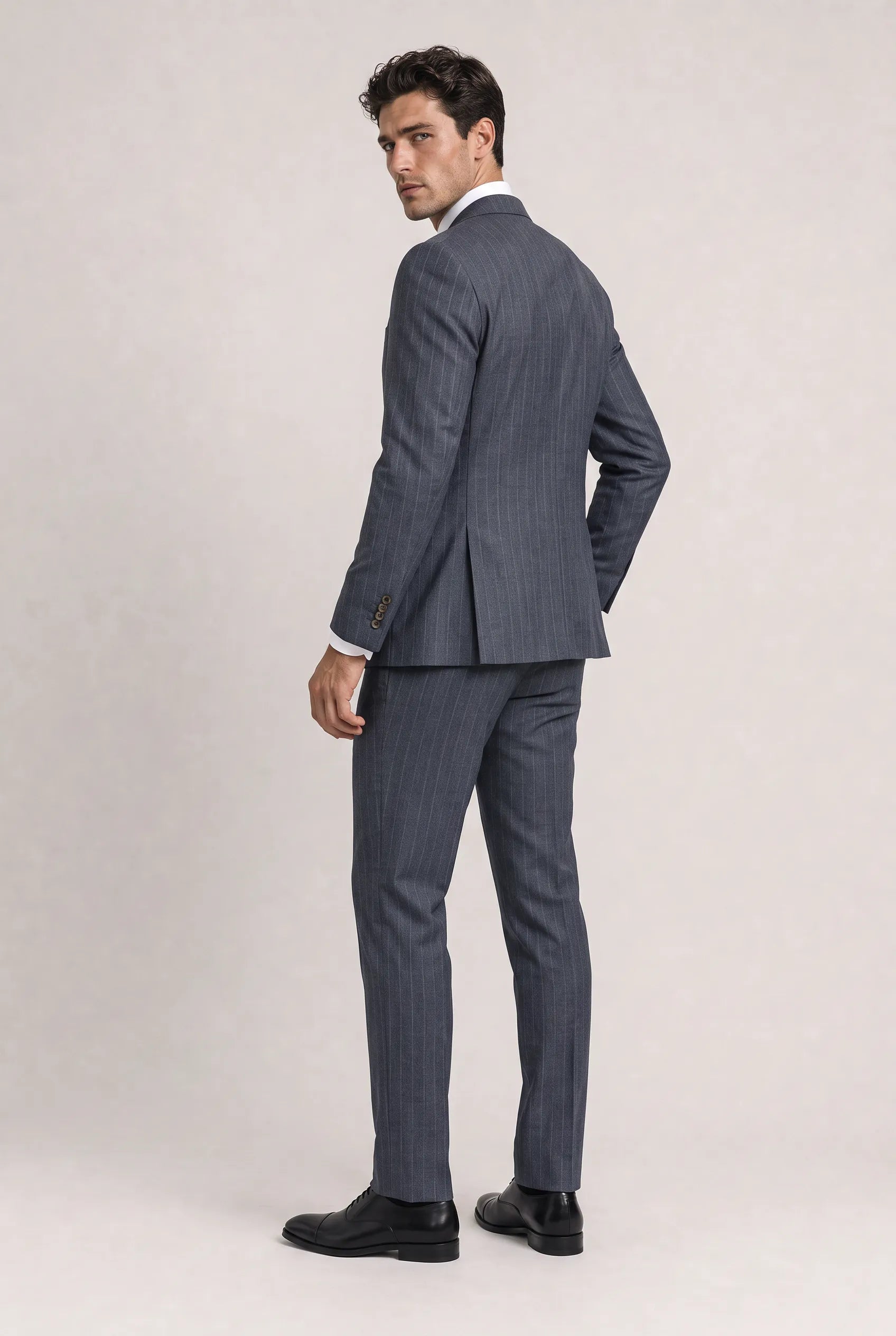 Cinder Axis slate blue side-slit 3-piece suit