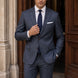 Cinder Axis slate blue side-slit 3-piece suit