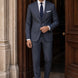 Cinder Axis slate blue side-slit 3-piece suit
