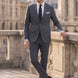 Cinder Axis slate blue side-slit 3-piece suit