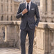 Cinder Axis slate blue side-slit 3-piece suit