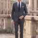 Cinder Axis slate blue side-slit 3-piece suit