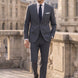 Cinder Axis slate blue side-slit 3-piece suit