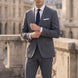 Cinder Axis slate blue side-slit 3-piece suit