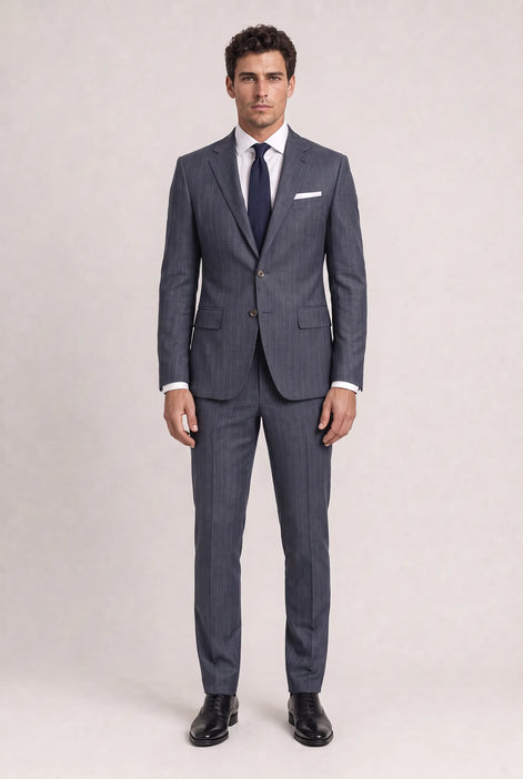 Cinder Axis slate blue side-slit 3-piece suit