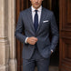 Cinder Axis slate blue side-slit 3-piece suit