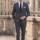 Cinder Axis slate blue side-slit 3-piece suit