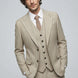 Saharan Pinstripe - Khaki Herringbone 3-Piece Suit - Nevo Suits