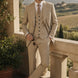 Saharan Pinstripe - Khaki Herringbone 3-Piece Suit Set