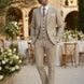 Saharan Pinstripe - Khaki Herringbone 3-Piece Suit Set
