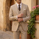 Saharan Pinstripe - Khaki Herringbone 3-Piece Suit Set