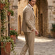 Saharan Pinstripe - Khaki Herringbone 3-Piece Suit Set
