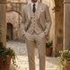 Saharan Pinstripe - Khaki Herringbone 3-Piece Suit Set