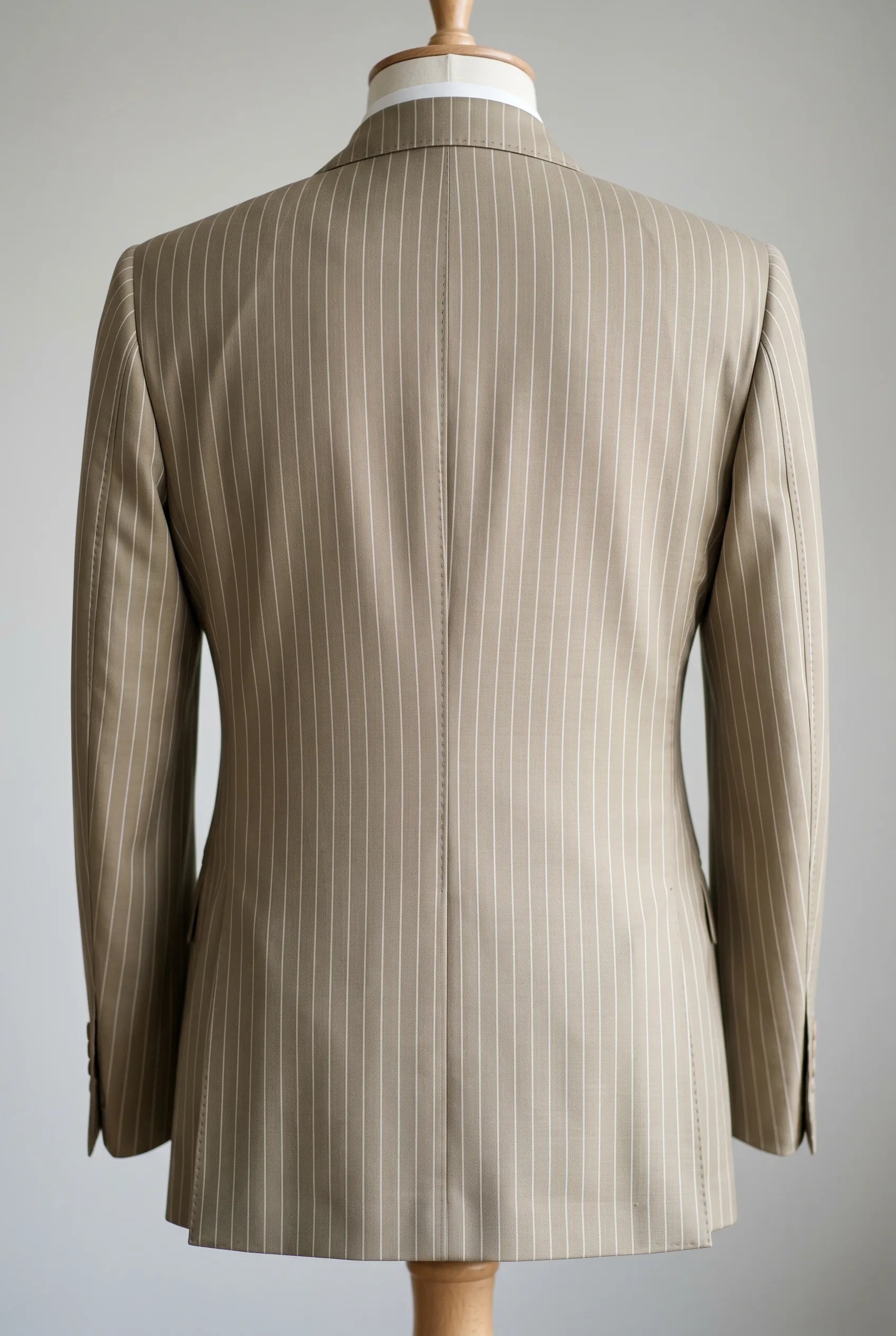 Saharan Pinstripe - Khaki Herringbone 3-Piece Suit Set