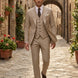 Saharan Pinstripe - Khaki Herringbone 3-Piece Suit Set