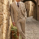 Saharan Pinstripe - Khaki Herringbone 3-Piece Suit Set