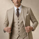 Saharan Pinstripe - Khaki Herringbone 3-Piece Suit Set