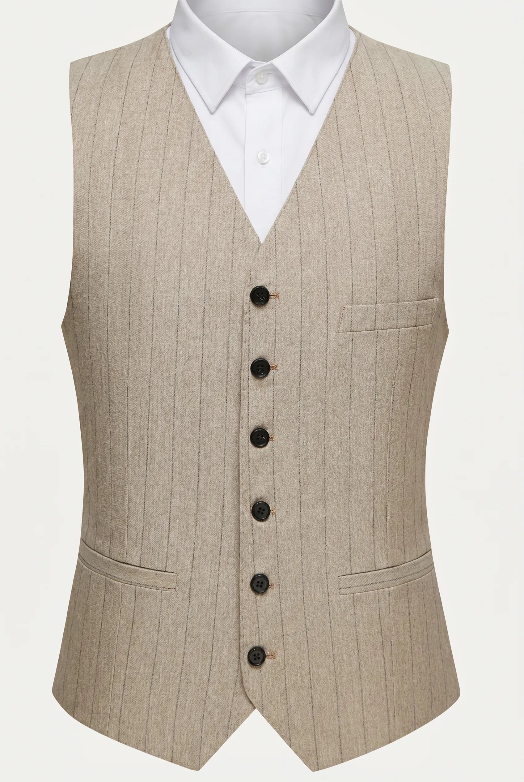 Saharan Pinstripe - Khaki Herringbone 3-Piece Suit Set